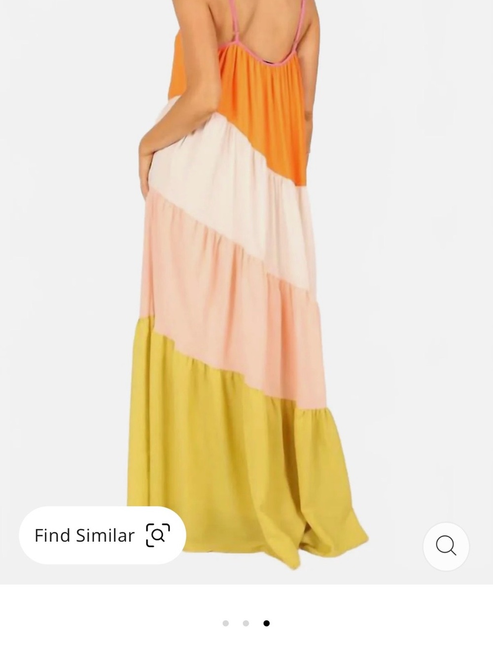 Colorblock Tiered Maxi Dress in Pink, Orange, Cream, Peach & Olive - Picture 3 of 6